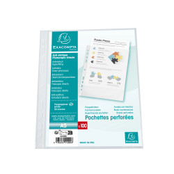 Sachet de 100 pochetttes perforées Polypropylène grainé 5/100e - A5