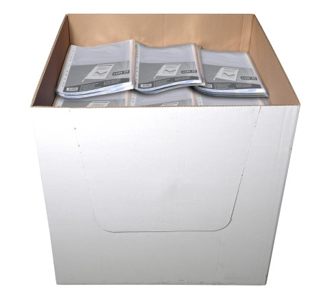 Sachet de 100 pochettes perforées PP grainé 40 microns livré en demi box palette - A4