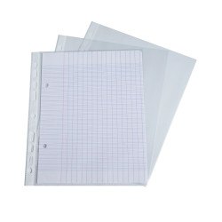 Sachet de 10 pochettes perforées polypropylène grainé format écolier - 17x22cm