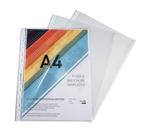 Sachet de 10 pochettes perforées ouverture haut et côté - polypropylène lisse 6/100e - A4