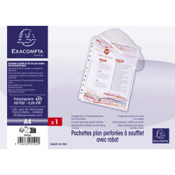 Pochette perforée à soufflet avec rabat - polypropylène 20/100e - A4