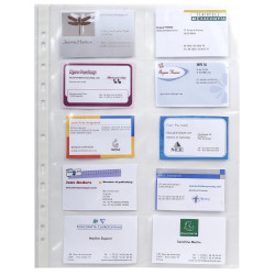 Sachet de 10 pochettes perforées pour cartes de visite 10 emplacements - polypropylène lisse 11/100e - A4
