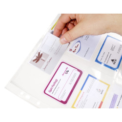 Sachet de 10 pochettes perforées pour cartes de visite 10 emplacements - polypropylène lisse 11/100e - A4