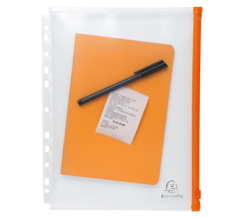 Sachet de 5 pochettes zip perforées polypropylène Exactive - A4