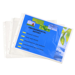 Sachet de 20 pochettes perforées horizontales Exactive - polypropylène lisse 5,5/100e