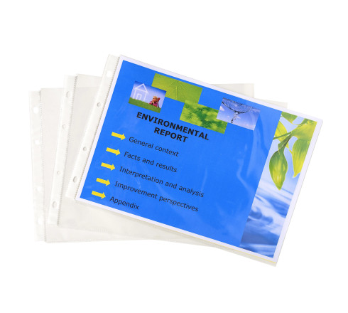 Sachet de 20 pochettes perforées horizontales Exactive - polypropylène lisse 5,5/100e