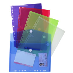 Sachet de 5 pochettes-enveloppes perforées polypropylène - A4