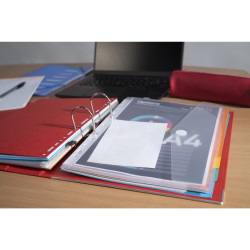 Sachet de 5 pochettes-enveloppes perforées polypropylène - A4