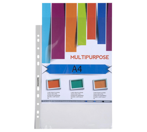Sachet de 100 pochettes perforées polypropylène lisse Qualité + - A4