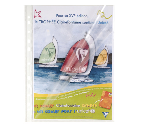 Etui carton de 100 pochettes perforées ouverture haut et côté - polypropylène lisse 6/100e - A4