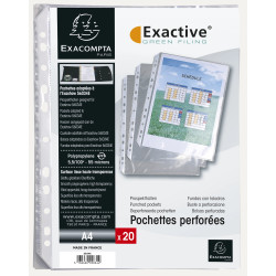 Sachet de 20 pochettes perforées pour classeur Exactive - polypropylène lisse 5,5/100e
