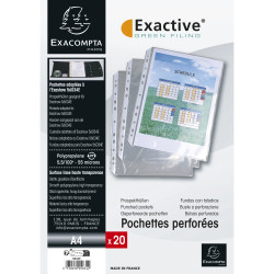 Sachet de 20 pochettes perforées pour classeur Exactive - polypropylène lisse 5,5/100e