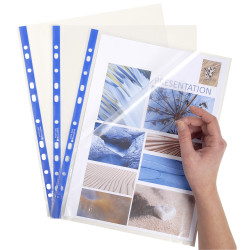 Sachet de 25 pochettes perforées Stop doc ouverture en coin - polypropylène lisse 6/100e - A4