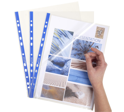 Sachet de 25 pochettes perforées Stop doc ouverture en coin - polypropylène lisse 6/100e - A4