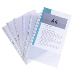 Sachet de 100 pochettes perforées polypropylène lisse Premium - A4