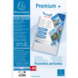 Sachet de 100 pochettes perforées polypropylène lisse Premium - A4