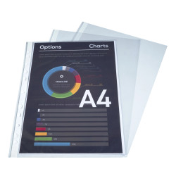 Sachet de 100 pochetttes perforées Polypropylène Premium grainé 8/100e - A4