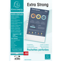 Sachet de 100 pochetttes perforées Polypropylène Premium grainé 8/100e - A4