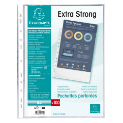 Sachet de 100 pochetttes perforées Polypropylène Premium grainé 8/100e - A4