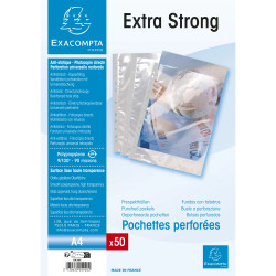 Sachet de 50 pochettes perforées polypropylène lisse Haute qualité 9/100e - A4