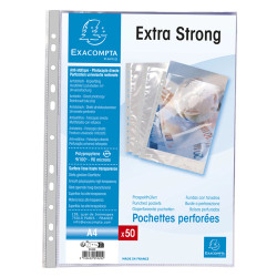 Sachet de 50 pochettes perforées polypropylène lisse Haute qualité 9/100e - A4