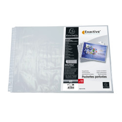 Sachet de 10 pochettes perforées biseautées pour classeur Exactive - polypropylène lisse 5,5/100 - A3