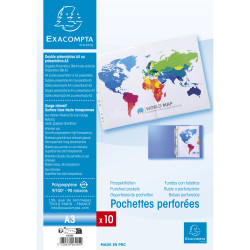 Sachet 10 pochettes perforées polypropylène lisse A3 pliées
