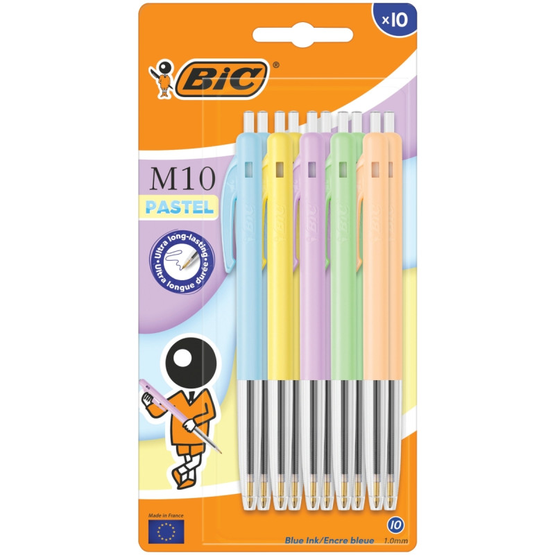 Blister de 10 stylos bille M10 pastel assortis