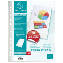 Sachet de 100 pochettes perforées PP grainé 50 microns livré en demi box palette- A4