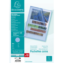 Sachet 10 pochettes coin polypropylène grainé 12/100e - A4