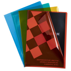 Sachet de 100 pochettes coin polypropylène lisse Premium - A4