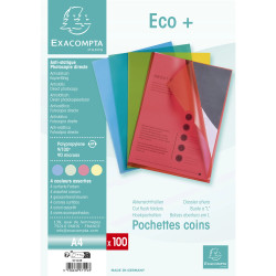 Sachet de 100 pochettes coin polypropylène grainé Budget - A4