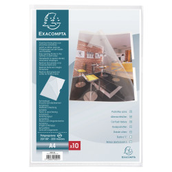 Sachet de 10 pochettes coin avec encoches polypropylène lisse rigide Haute Qualité 20/100e - A4