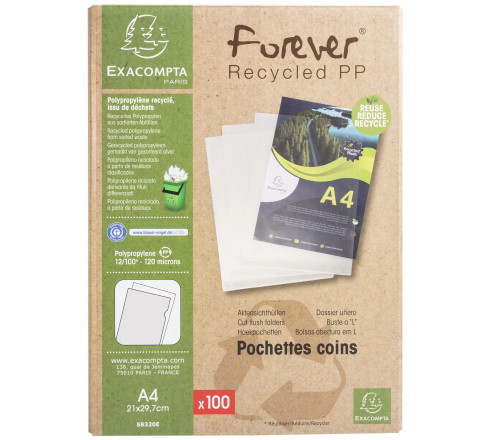100 pochettes coin PP recyclé Forever 12/100e