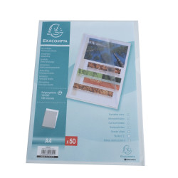 Sachet 50 pochettes coin polypropylène grainé 12/100e - A4