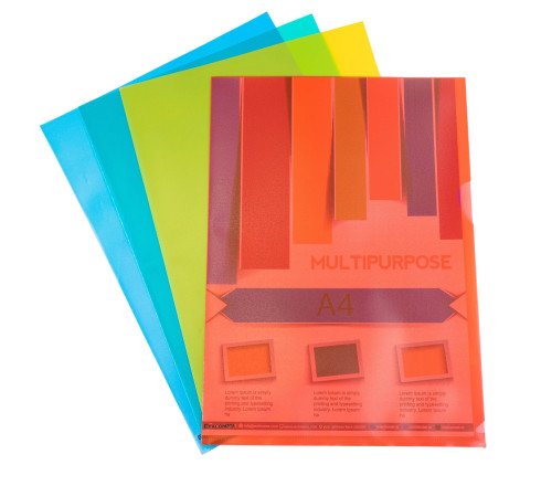 Sachet de 100 pochettes coin polypropylène grainé 12/100e - A4