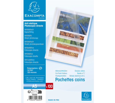 Sachet 100 pochettes polypropylène lisse 12/100e - A5