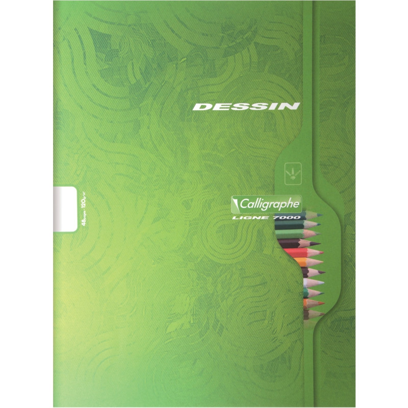 Cahier de dessin 16 pages, format 24x32 cm, uni blanc, papier 120g