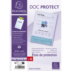 Sachet de 10 étuis de protection simples PVC Haute Qualité 30/100e - A5