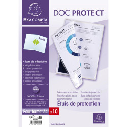 Sachet de 10 étuis de protection doubles PVC Haute Qualité 30/100e - A4