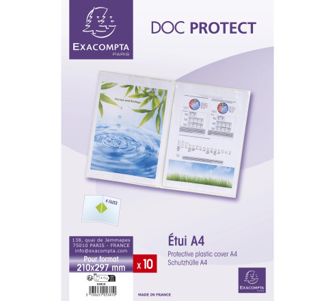 Sachet de 10 étuis de protection doubles PVC lisse 20/100e - A4