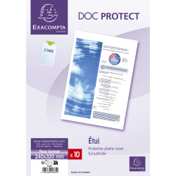 Sachet de 10 étuis de protection simples PVC lisse 20/100e - A4 maxi