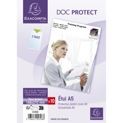 Sachet de 10 étuis de protection simple PVC lisse 20/100e - A5