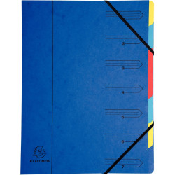 Trieur dos agrafé avec élastiques 7 compartiments, coloris assortis