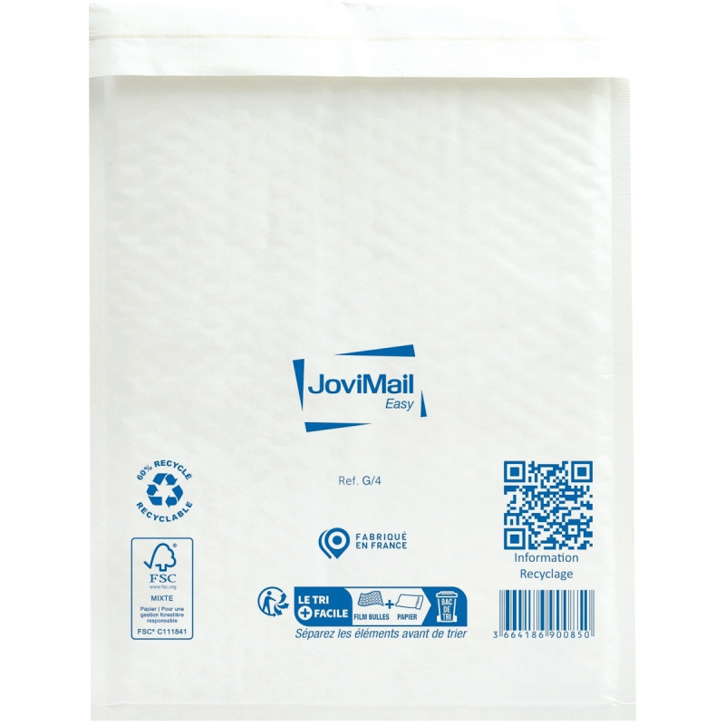 Carton de 100 pochettes blanches bulles d'air 240x330mm