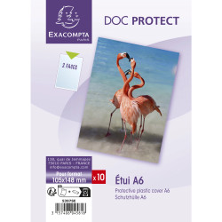 Sachet de 10 étuis de protection simple PVC lisse 20/100e - A6