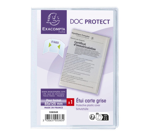 Etui de protection pour carte grise 3 volets PVC lisse 20/100e