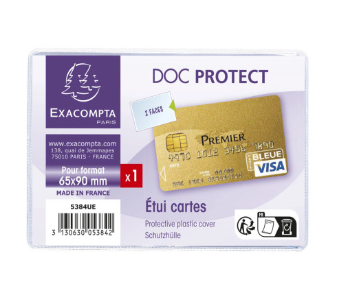 Etui de protection pour carte bancaire PVC lisse 20/100e