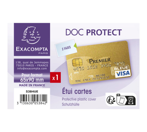 Etui de protection pour carte bancaire PVC lisse 20/100e