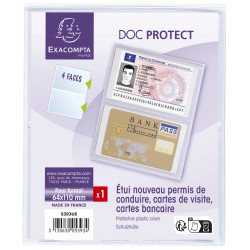 Etui de protection pour carte crédit ou carte de visite PVC lisse 20/100e
